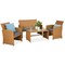 Best Choice Products 4-Piece Outdoor Wicker Patio Conversation Furniture Set w/ Table, Cushions
